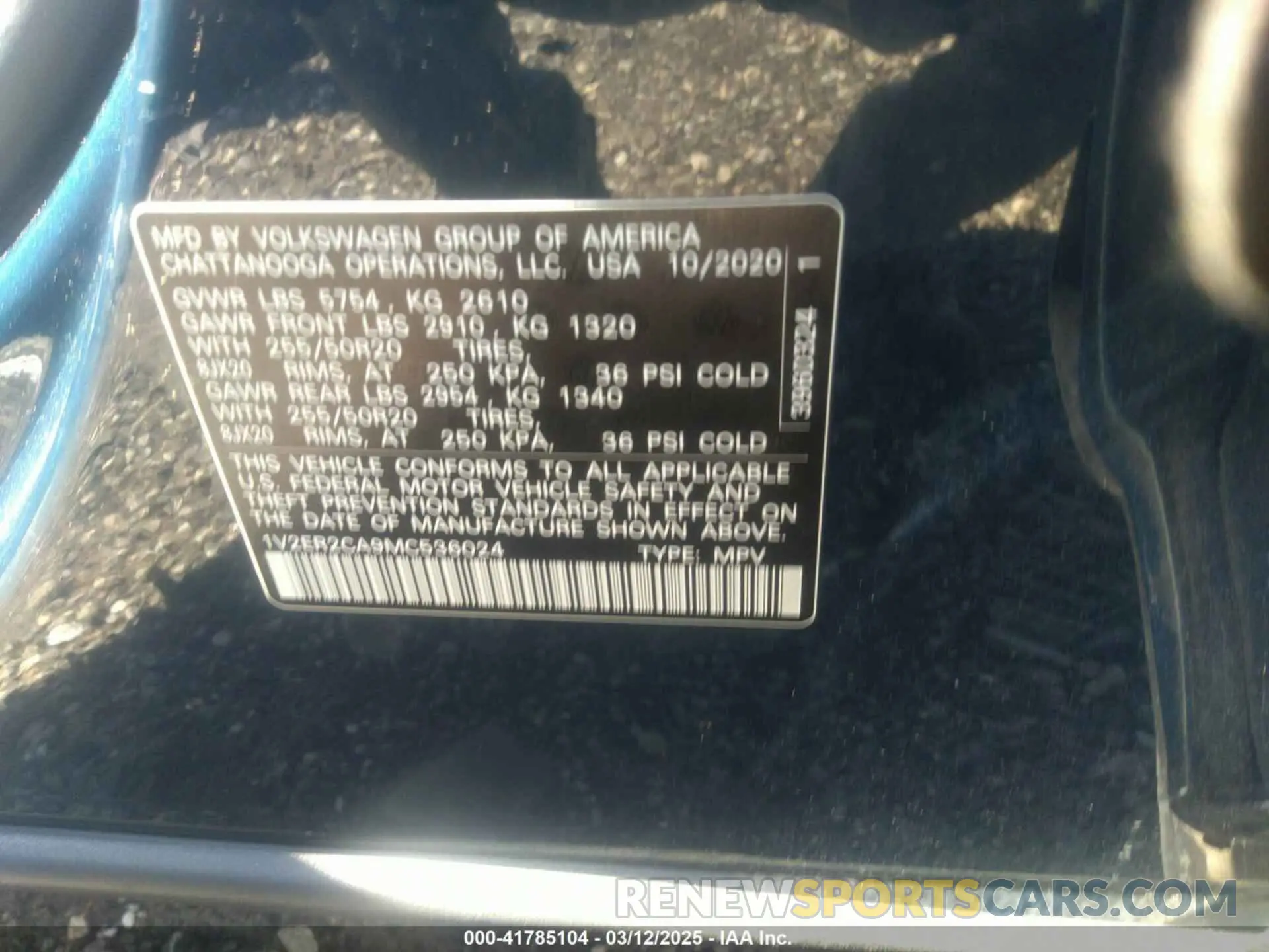 9 Photograph of a damaged car 1V2ER2CA9MC536024 VOLKSWAGEN ATLAS 2021