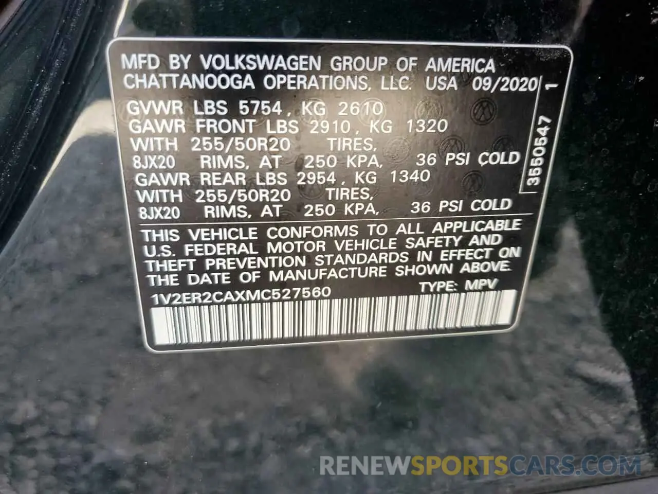 16 Photograph of a damaged car 1V2ER2CAXMC527560 VOLKSWAGEN ATLAS 2021