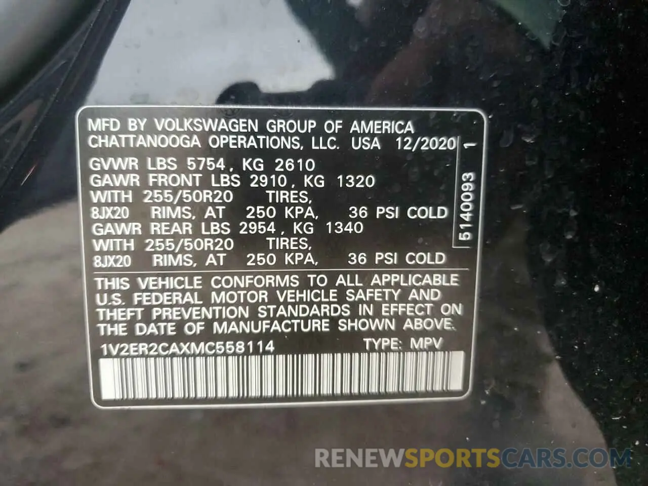 13 Photograph of a damaged car 1V2ER2CAXMC558114 VOLKSWAGEN ATLAS 2021