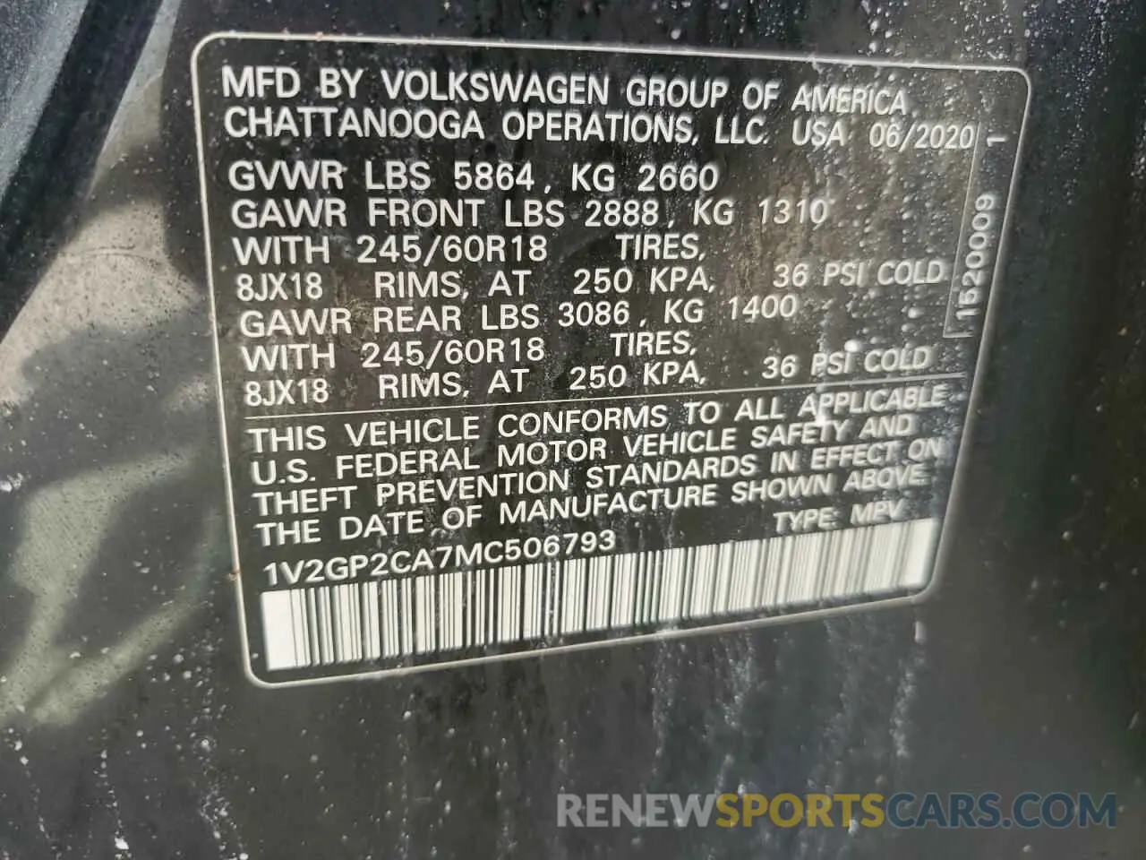 13 Photograph of a damaged car 1V2GP2CA7MC506793 VOLKSWAGEN ATLAS 2021