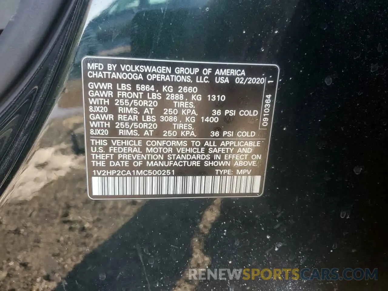 14 Photograph of a damaged car 1V2HP2CA1MC500251 VOLKSWAGEN ATLAS 2021