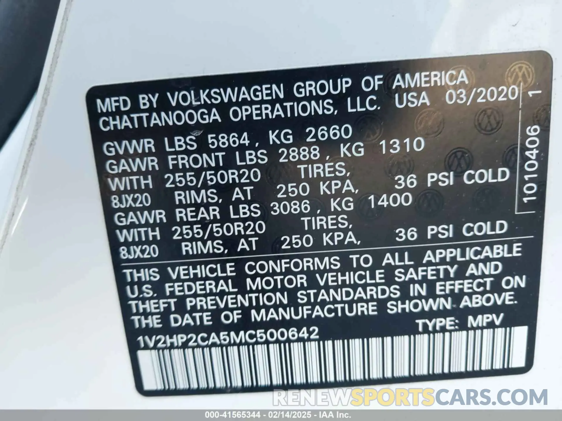 9 Photograph of a damaged car 1V2HP2CA5MC500642 VOLKSWAGEN ATLAS 2021