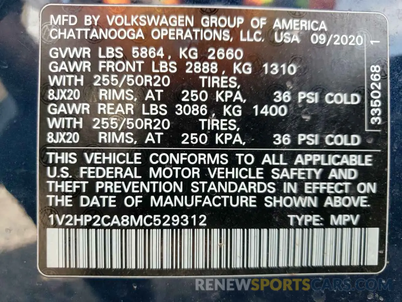 13 Photograph of a damaged car 1V2HP2CA8MC529312 VOLKSWAGEN ATLAS 2021
