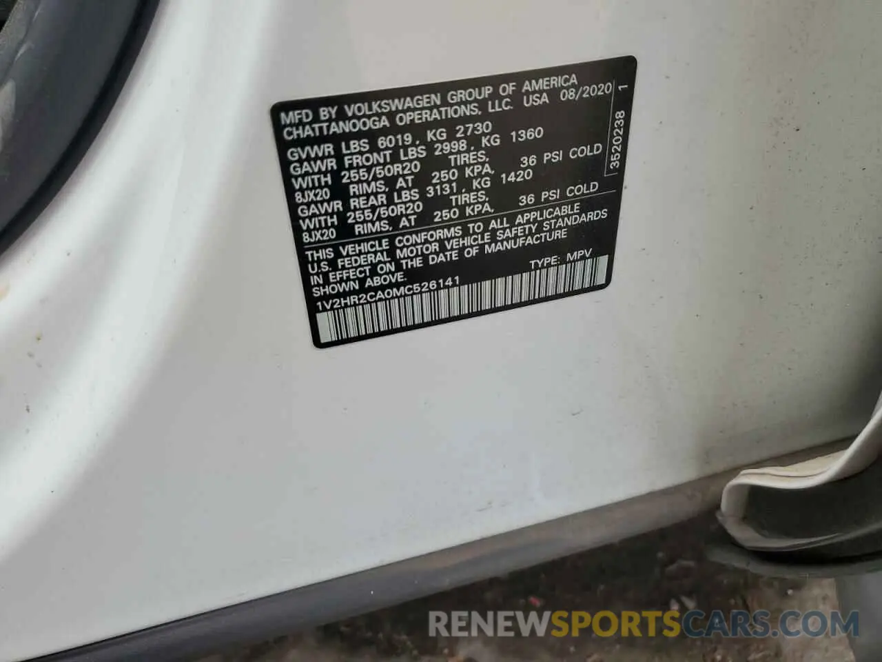 15 Photograph of a damaged car 1V2HR2CA0MC526141 VOLKSWAGEN ATLAS 2021