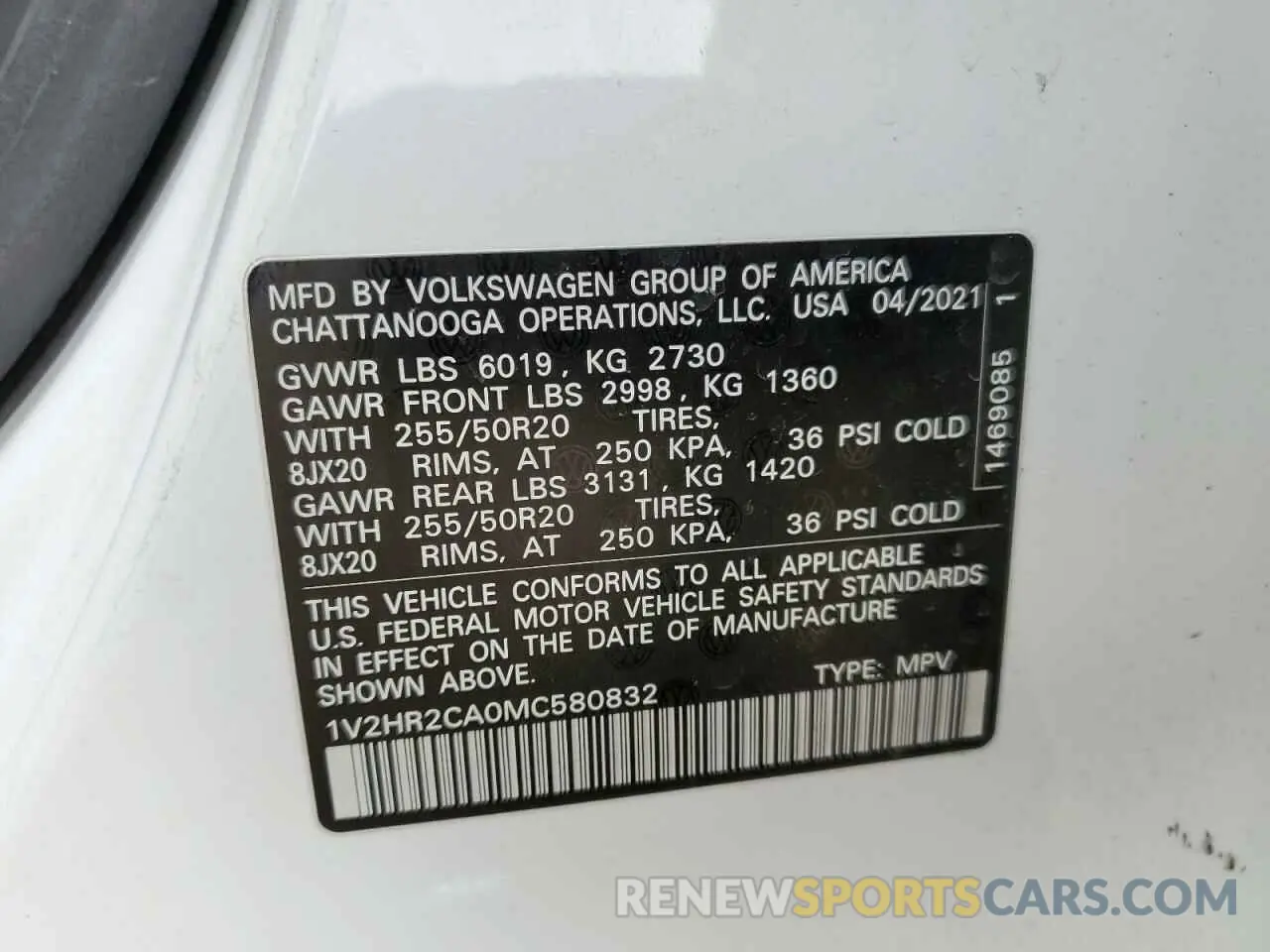 15 Photograph of a damaged car 1V2HR2CA0MC580832 VOLKSWAGEN ATLAS 2021