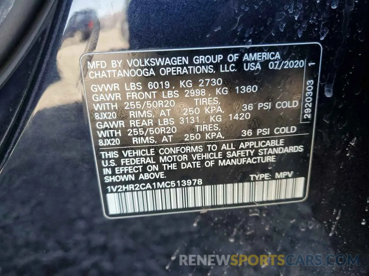 12 Photograph of a damaged car 1V2HR2CA1MC513978 VOLKSWAGEN ATLAS 2021