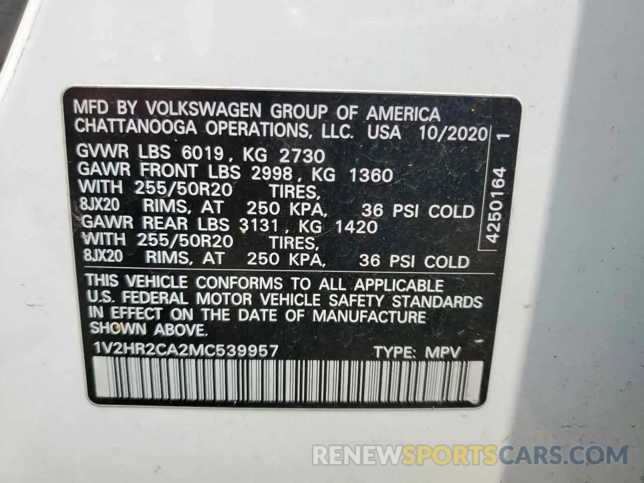 13 Photograph of a damaged car 1V2HR2CA2MC539957 VOLKSWAGEN ATLAS 2021
