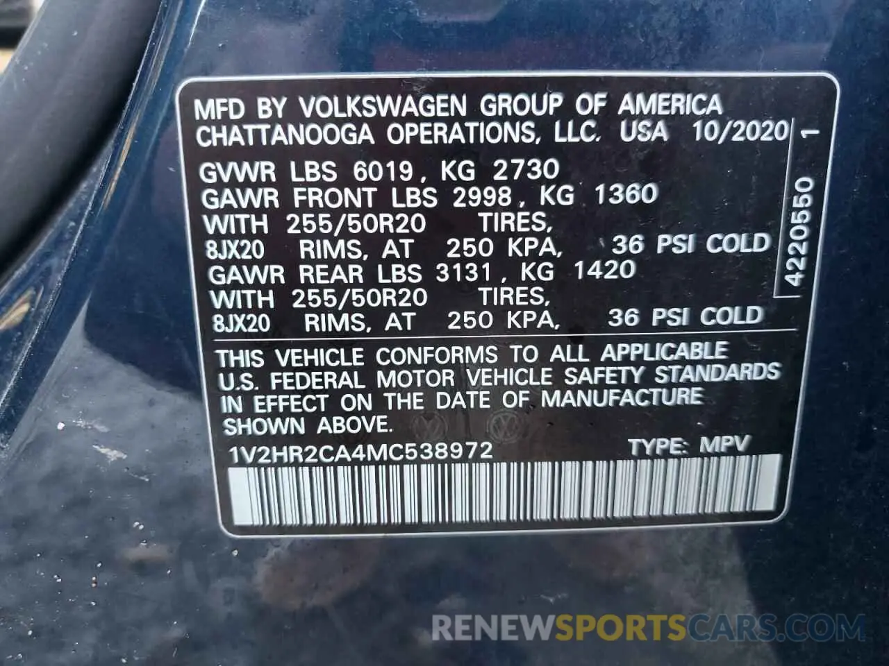 14 Photograph of a damaged car 1V2HR2CA4MC538972 VOLKSWAGEN ATLAS 2021