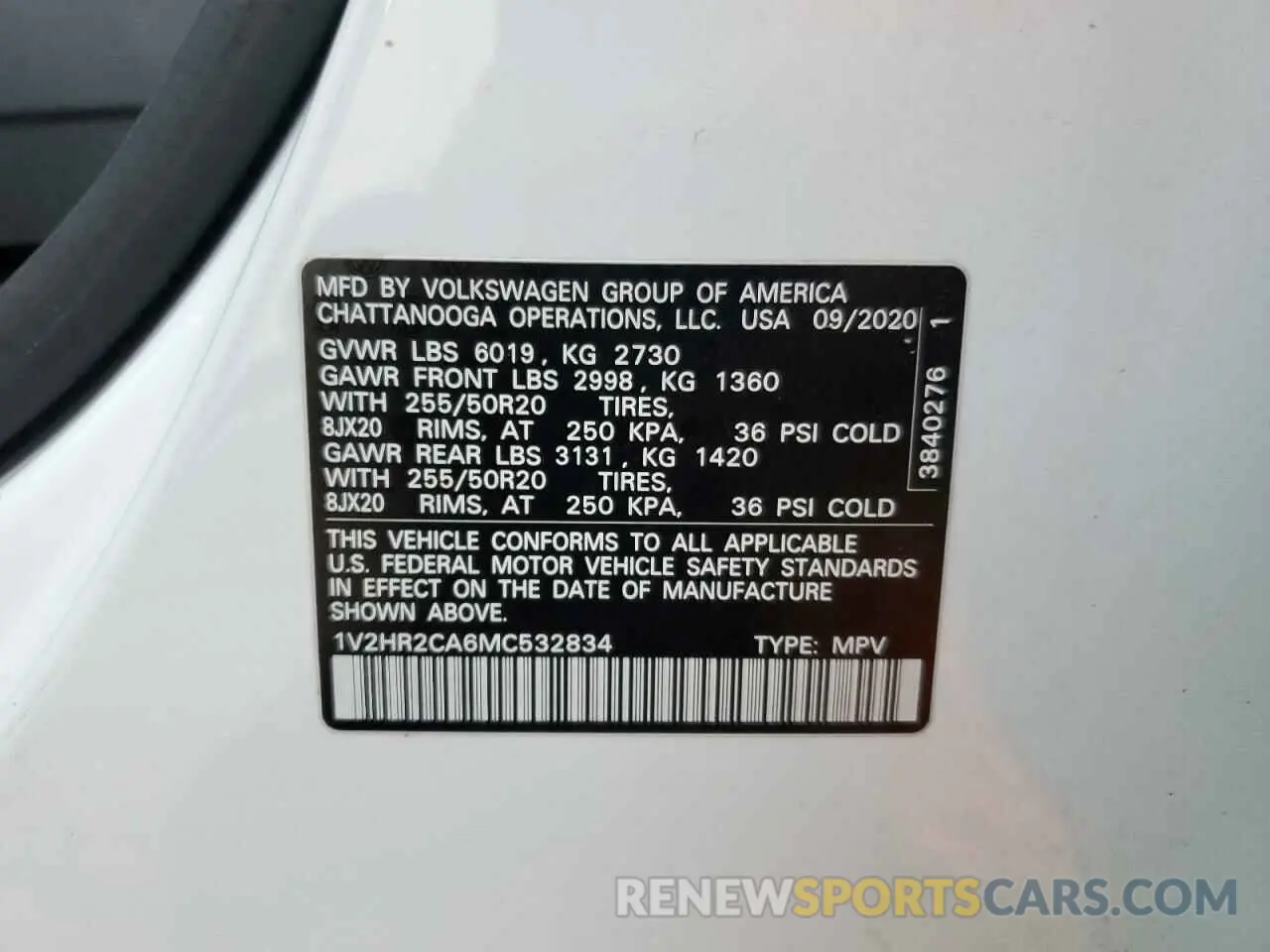 14 Photograph of a damaged car 1V2HR2CA6MC532834 VOLKSWAGEN ATLAS 2021