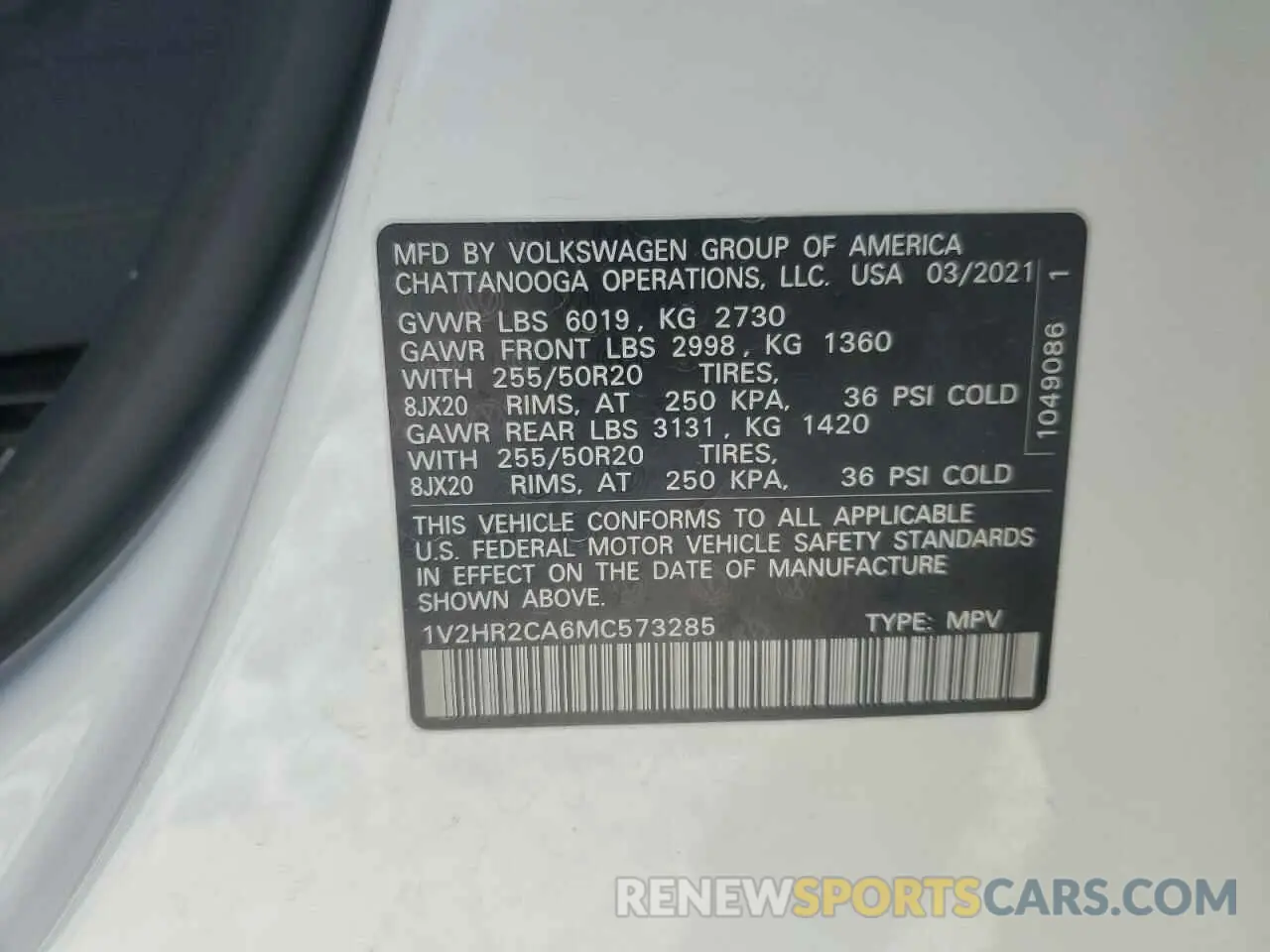 15 Photograph of a damaged car 1V2HR2CA6MC573285 VOLKSWAGEN ATLAS 2021