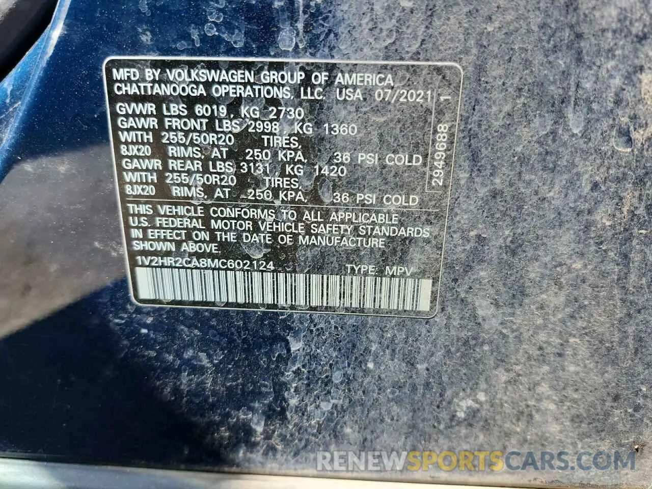 15 Photograph of a damaged car 1V2HR2CA8MC602124 VOLKSWAGEN ATLAS 2021