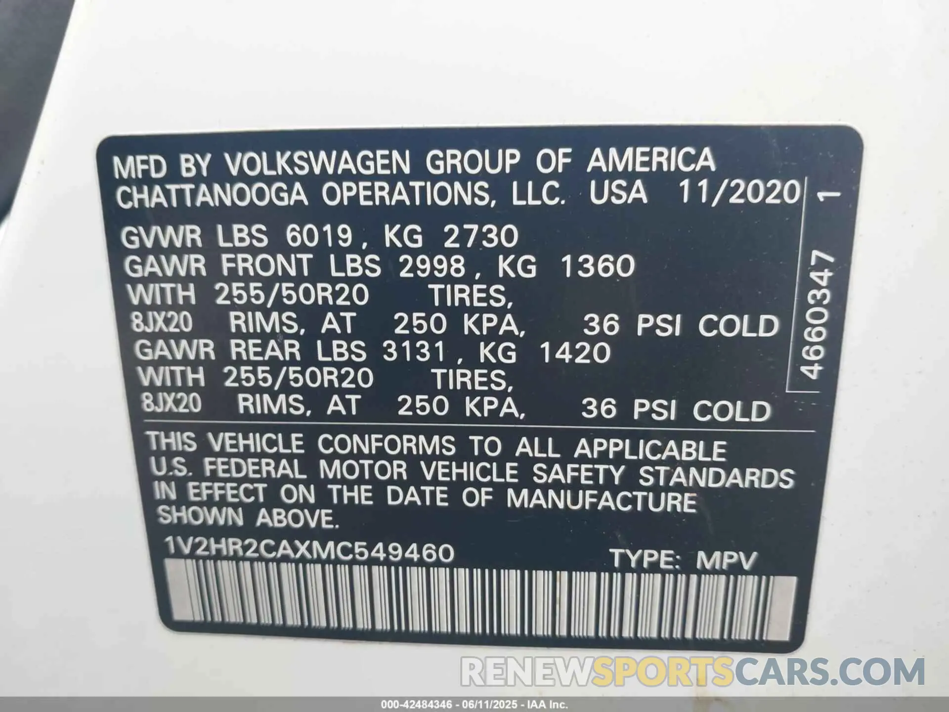 9 Photograph of a damaged car 1V2HR2CAXMC549460 VOLKSWAGEN ATLAS 2021