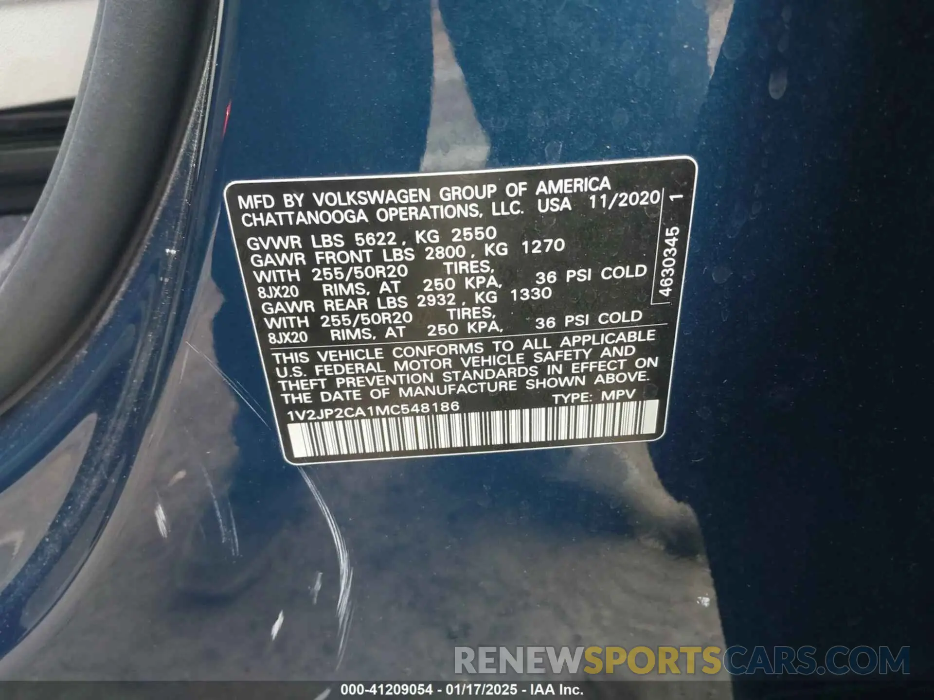9 Photograph of a damaged car 1V2JP2CA1MC548186 VOLKSWAGEN ATLAS 2021
