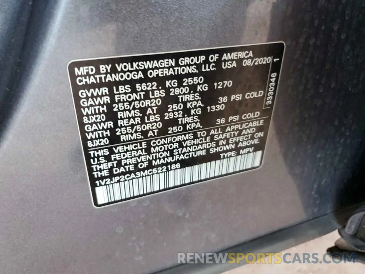 16 Photograph of a damaged car 1V2JP2CA3MC522186 VOLKSWAGEN ATLAS 2021