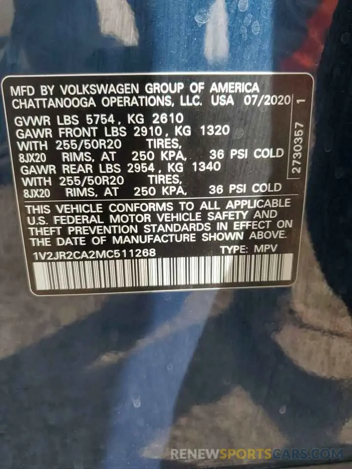 15 Photograph of a damaged car 1V2JR2CA2MC511268 VOLKSWAGEN ATLAS 2021