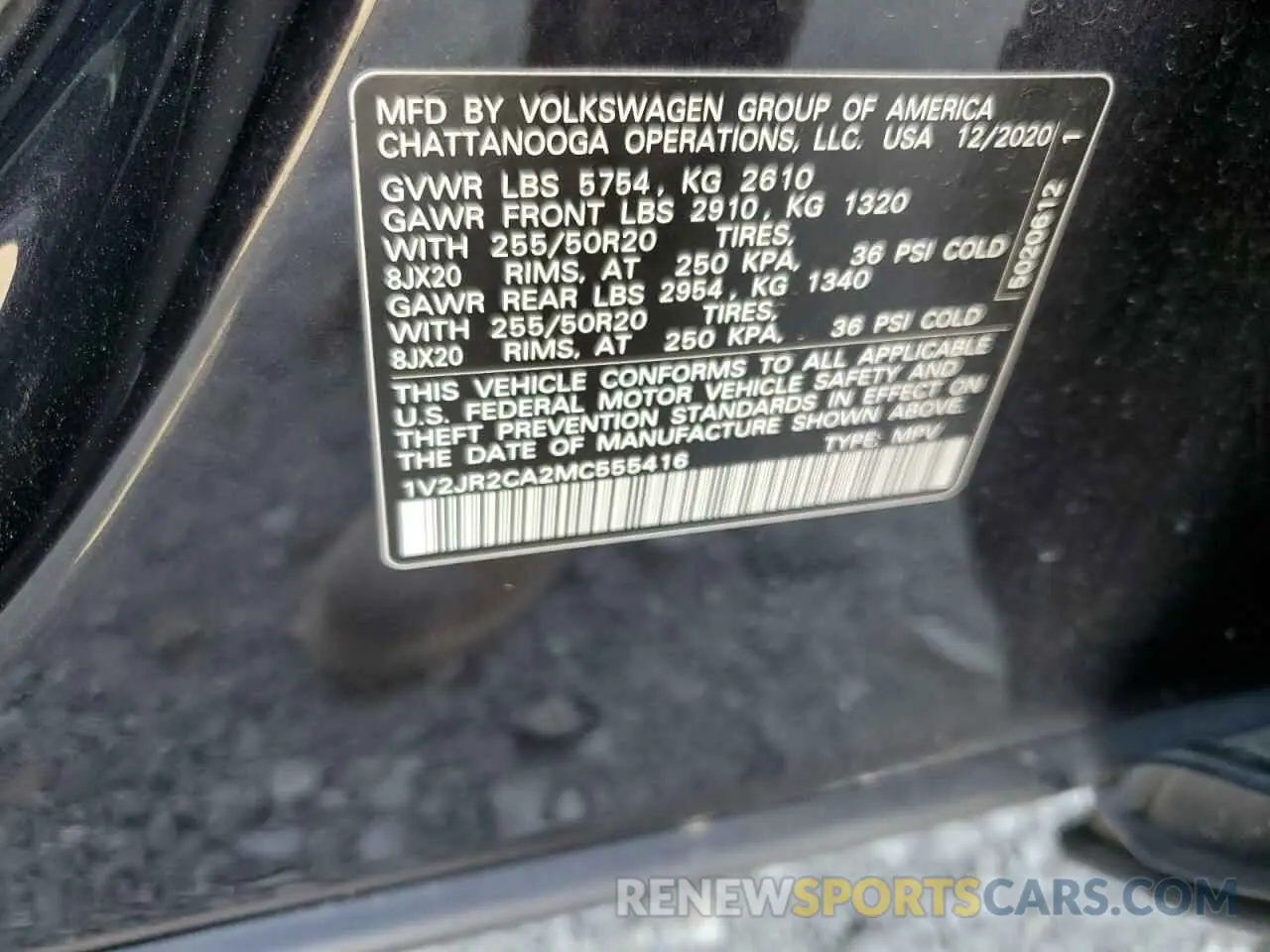 13 Photograph of a damaged car 1V2JR2CA2MC555416 VOLKSWAGEN ATLAS 2021