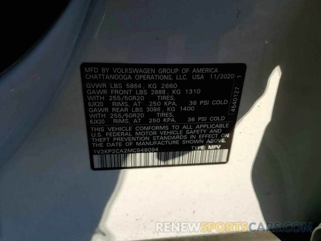 13 Photograph of a damaged car 1V2KP2CA2MC546094 VOLKSWAGEN ATLAS 2021