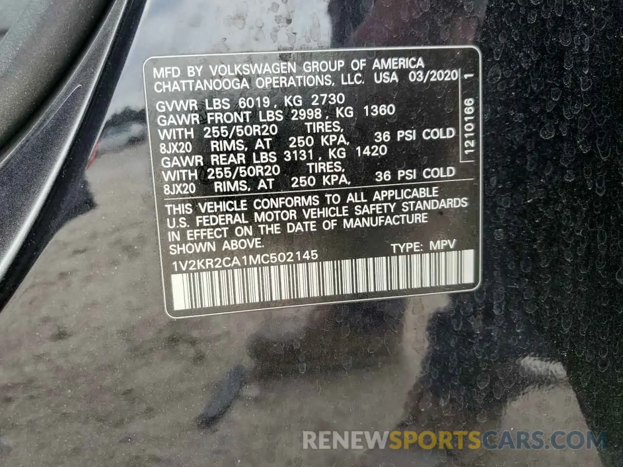13 Photograph of a damaged car 1V2KR2CA1MC502145 VOLKSWAGEN ATLAS 2021
