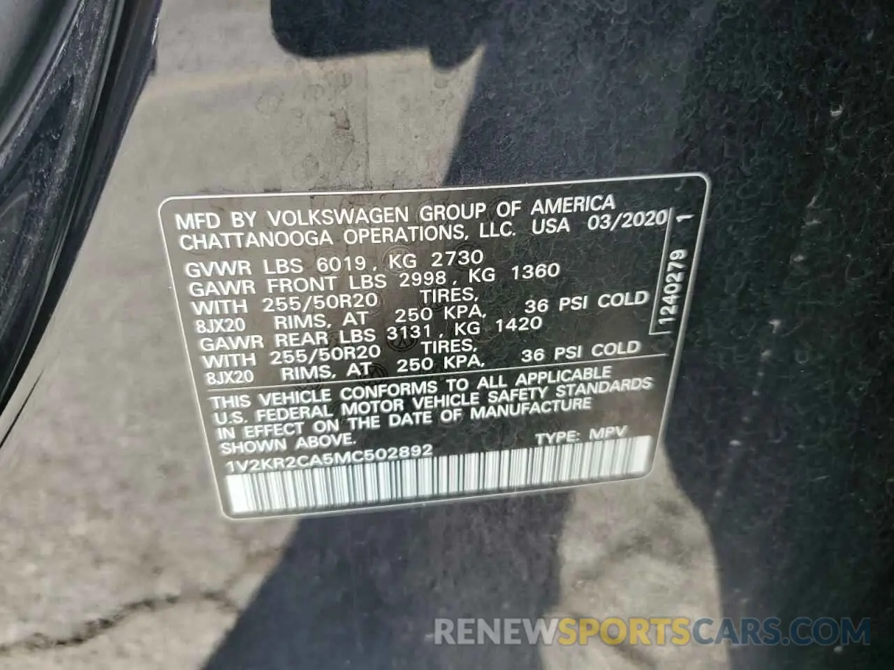 13 Photograph of a damaged car 1V2KR2CA5MC502892 VOLKSWAGEN ATLAS 2021