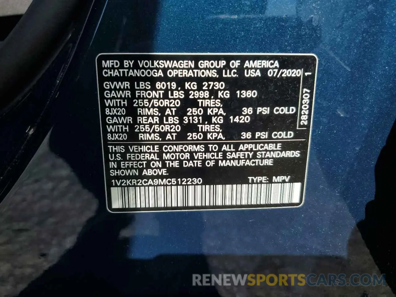 13 Photograph of a damaged car 1V2KR2CA9MC512230 VOLKSWAGEN ATLAS 2021
