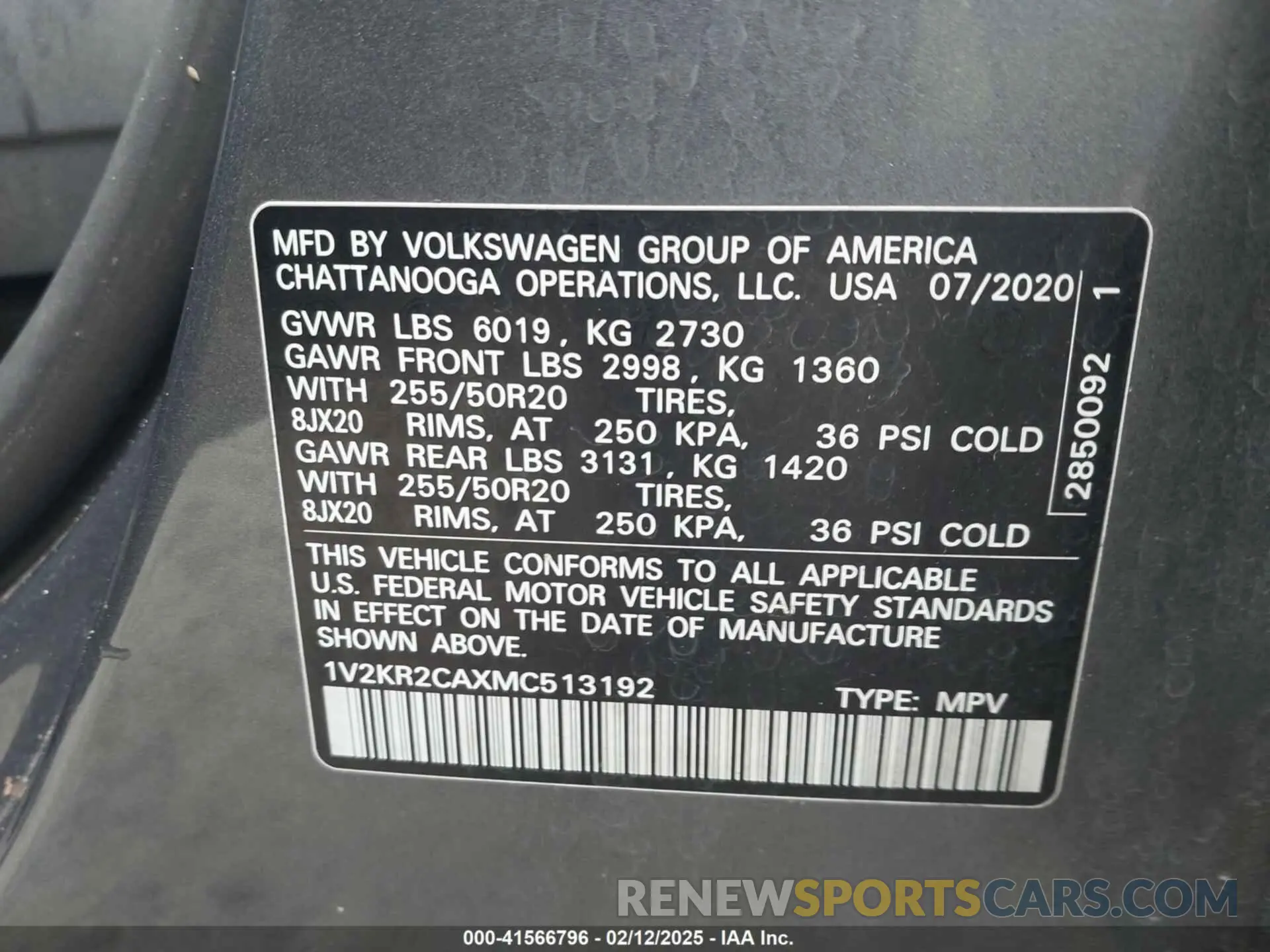9 Photograph of a damaged car 1V2KR2CAXMC513192 VOLKSWAGEN ATLAS 2021