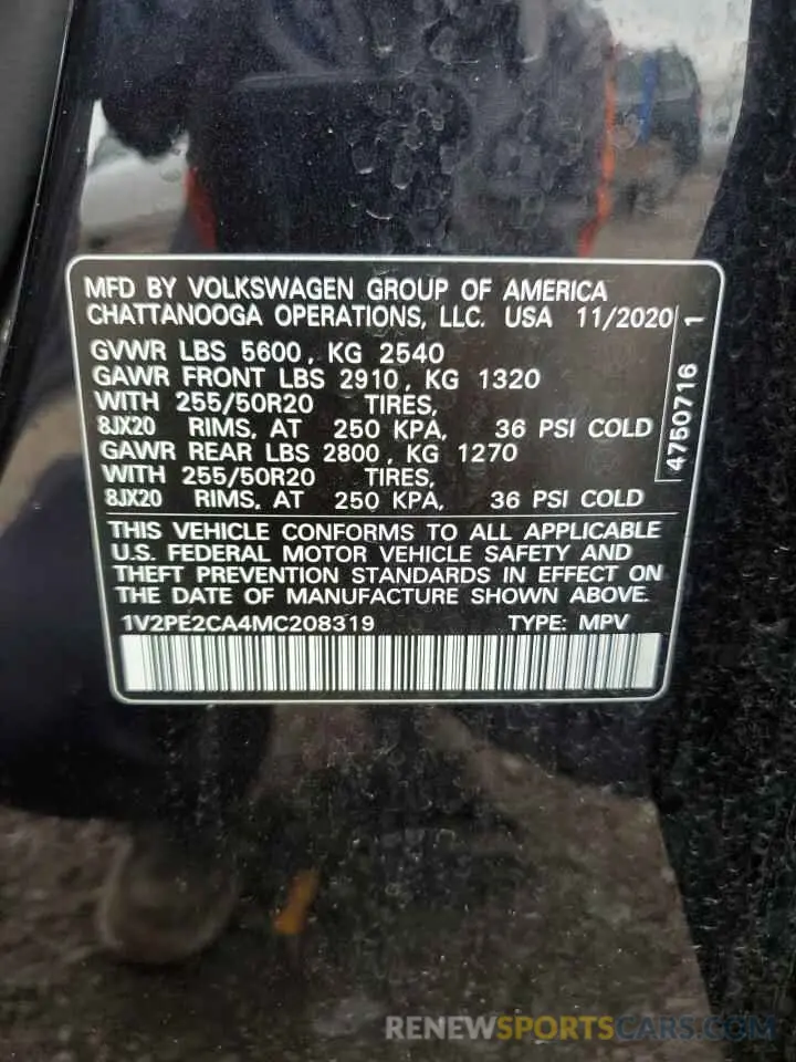 14 Photograph of a damaged car 1V2PE2CA4MC208319 VOLKSWAGEN ATLAS 2021