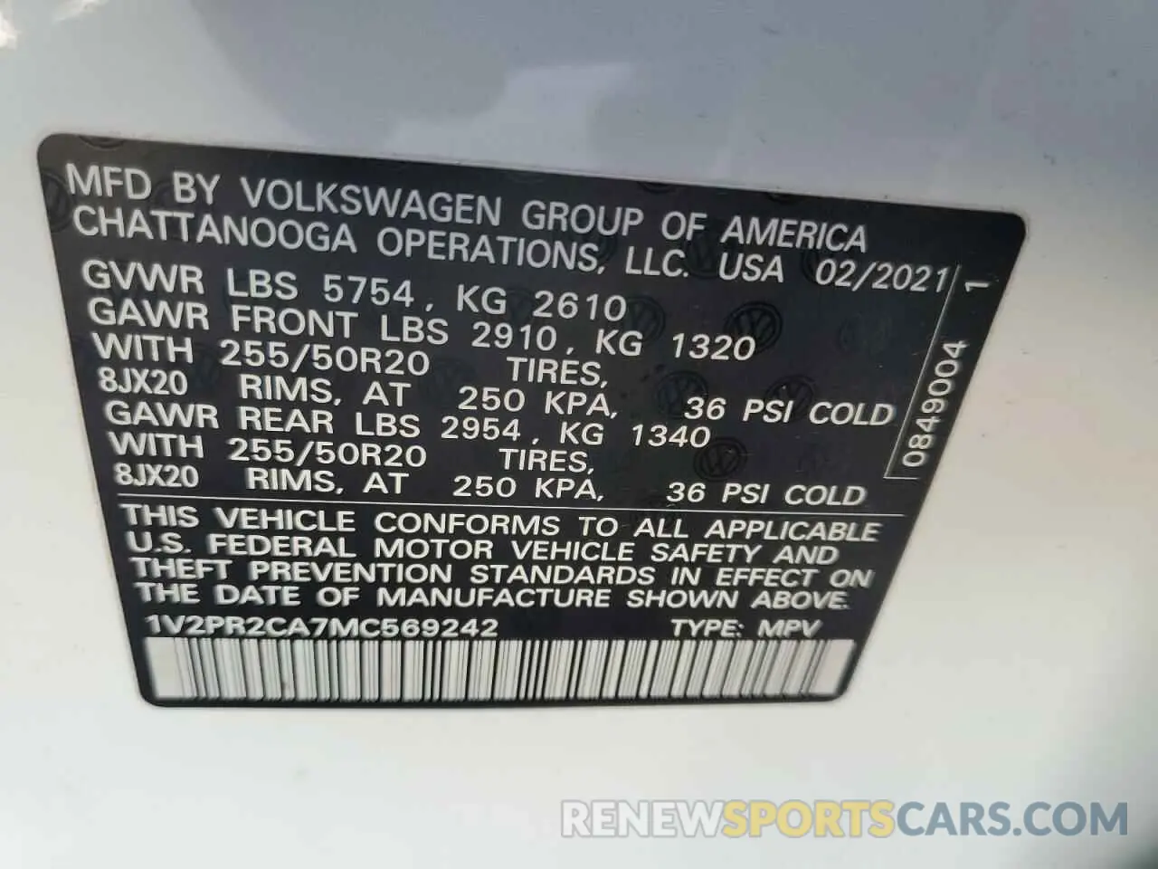 14 Photograph of a damaged car 1V2PR2CA7MC569242 VOLKSWAGEN ATLAS 2021