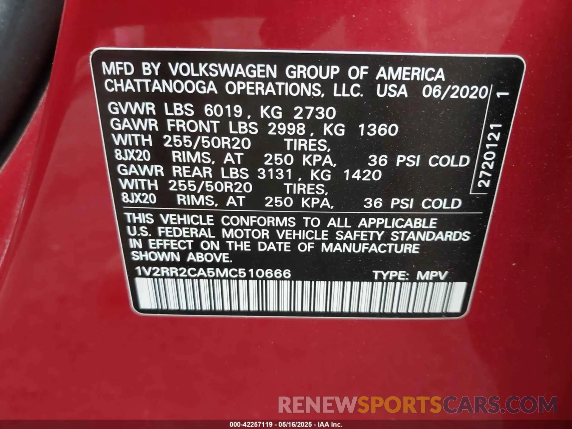9 Photograph of a damaged car 1V2RR2CA5MC510666 VOLKSWAGEN ATLAS 2021