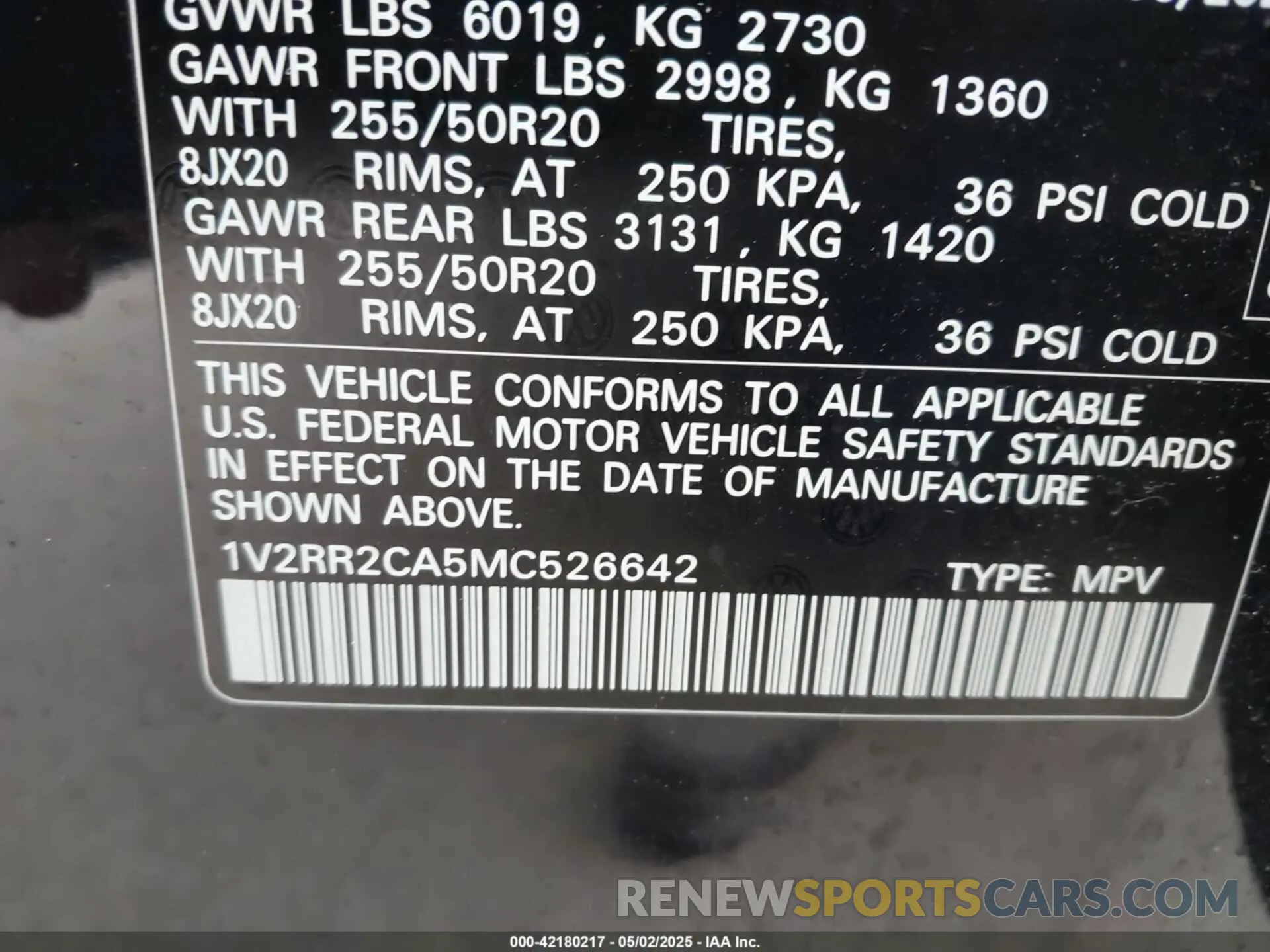 9 Photograph of a damaged car 1V2RR2CA5MC526642 VOLKSWAGEN ATLAS 2021