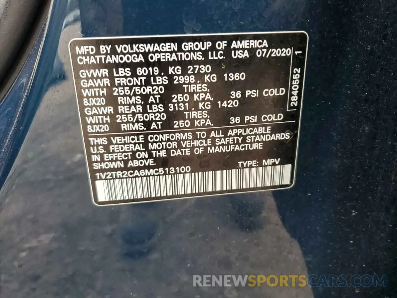 15 Photograph of a damaged car 1V2TR2CA6MC513100 VOLKSWAGEN ATLAS 2021