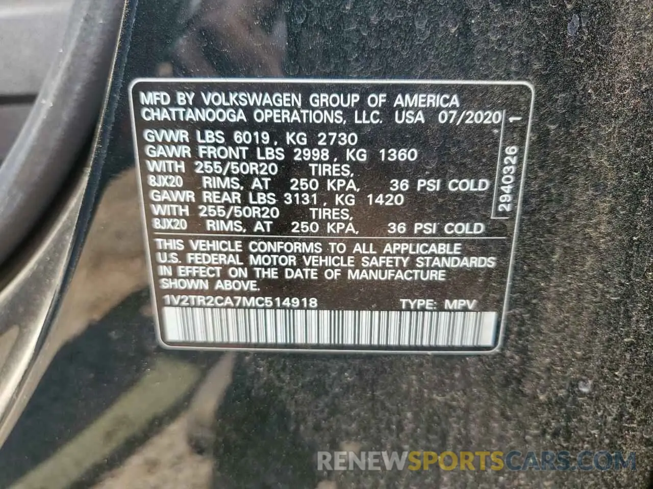 13 Photograph of a damaged car 1V2TR2CA7MC514918 VOLKSWAGEN ATLAS 2021