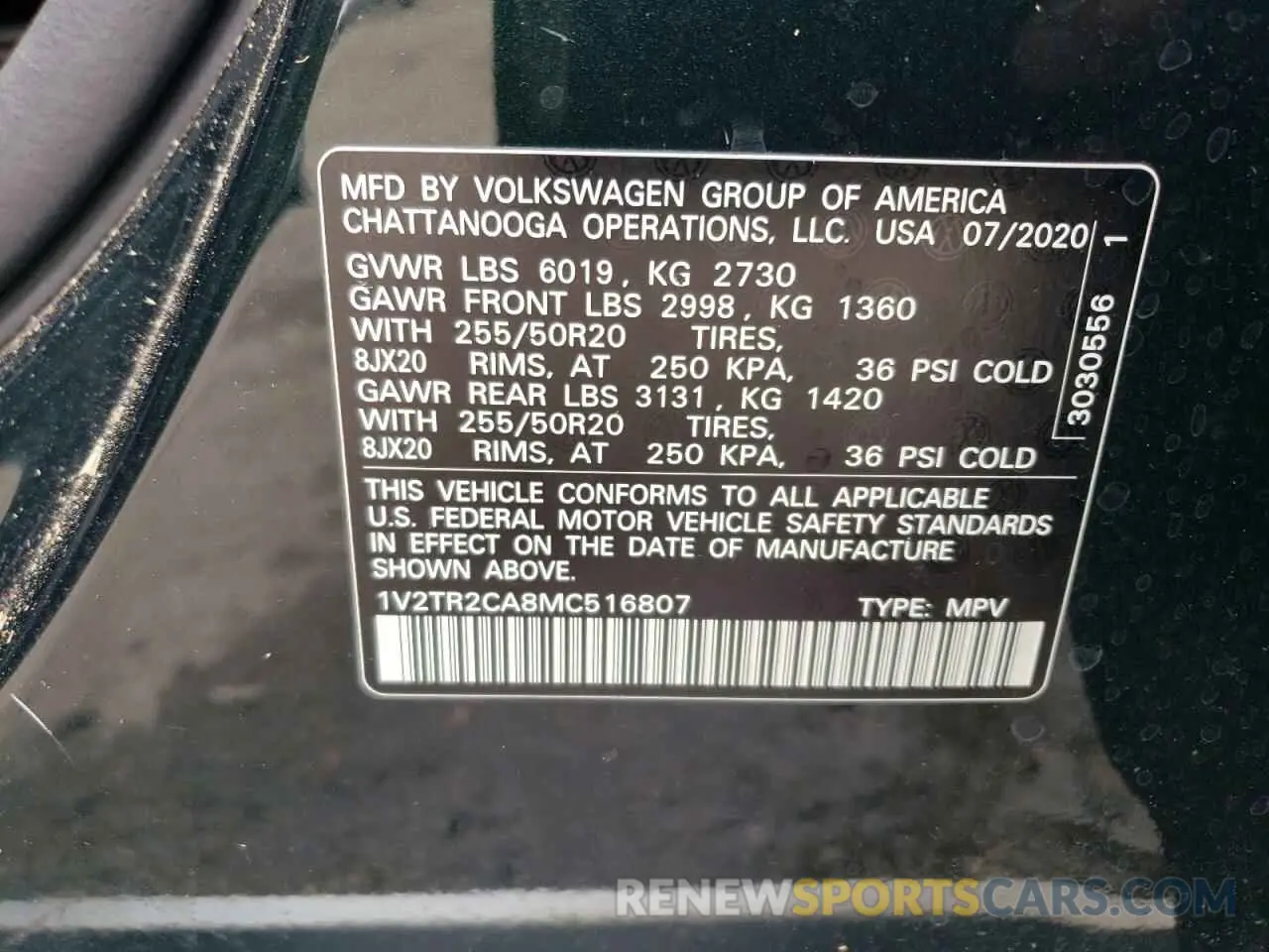 13 Photograph of a damaged car 1V2TR2CA8MC516807 VOLKSWAGEN ATLAS 2021