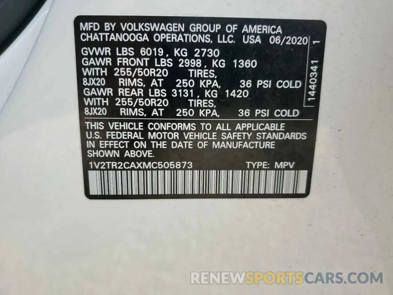 14 Photograph of a damaged car 1V2TR2CAXMC505873 VOLKSWAGEN ATLAS 2021