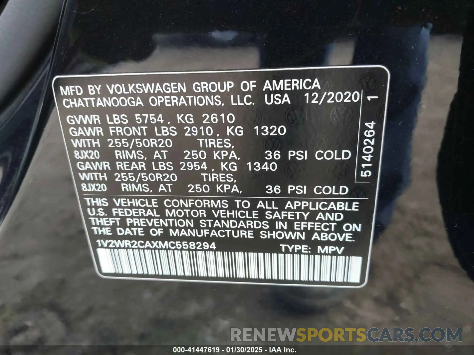 9 Photograph of a damaged car 1V2WR2CAXMC558294 VOLKSWAGEN ATLAS 2021