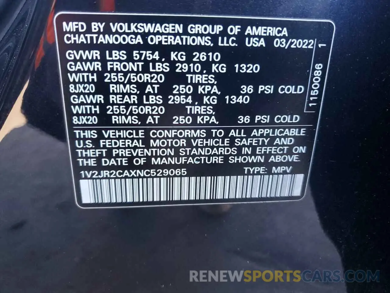 15 Photograph of a damaged car 1V2JR2CAXNC529065 VOLKSWAGEN ATLAS 2022