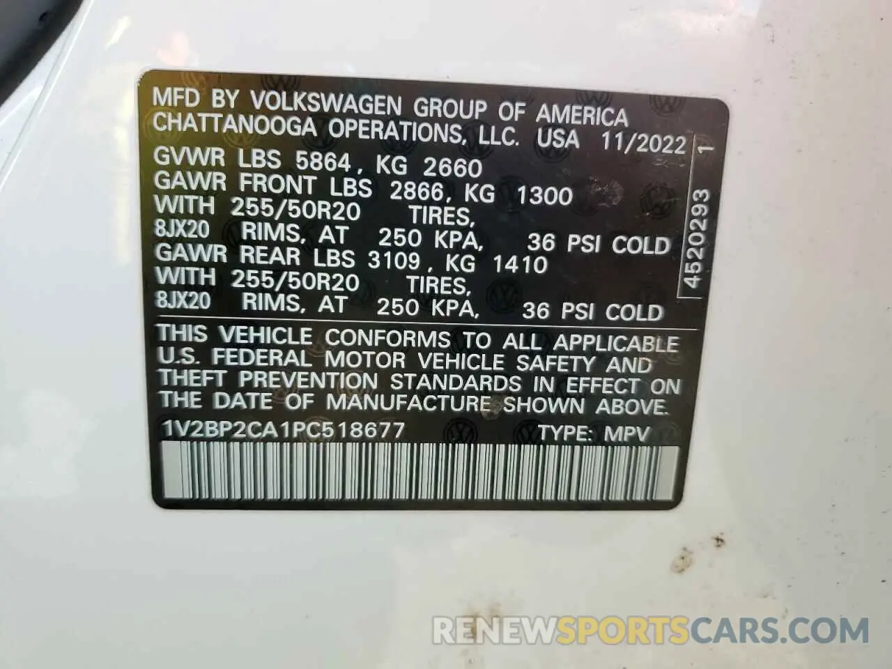 13 Photograph of a damaged car 1V2BP2CA1PC518677 VOLKSWAGEN ATLAS 2023