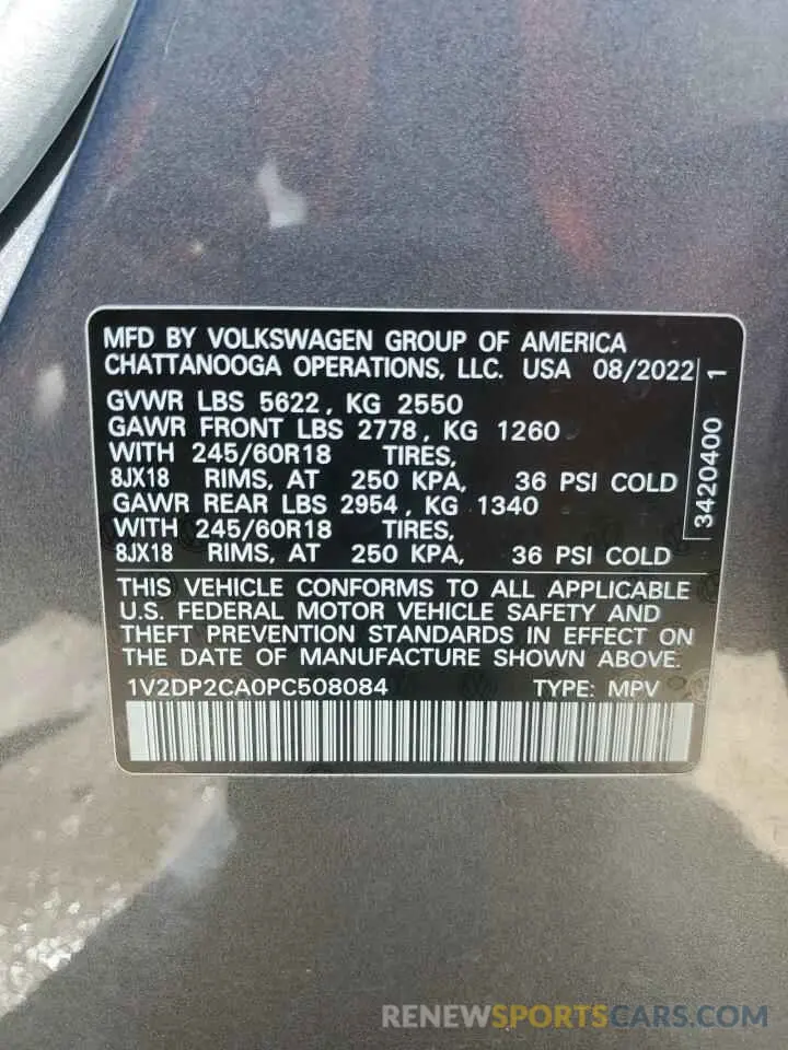 13 Photograph of a damaged car 1V2DP2CA0PC508084 VOLKSWAGEN ATLAS 2023
