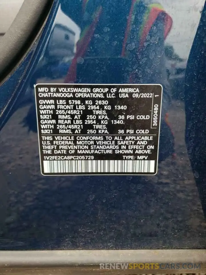 13 Photograph of a damaged car 1V2FE2CA8PC205729 VOLKSWAGEN ATLAS 2023