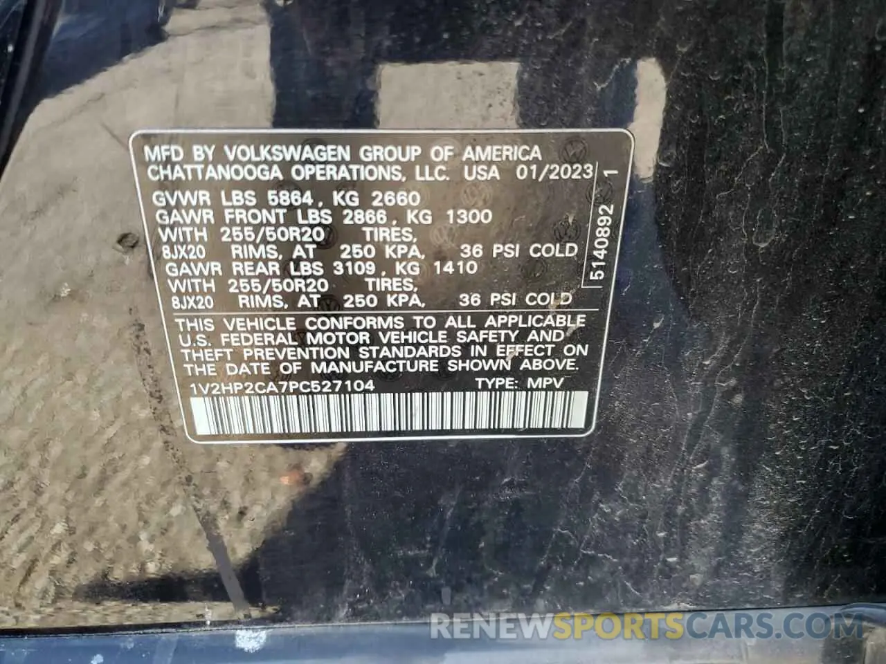 15 Photograph of a damaged car 1V2HP2CA7PC527104 VOLKSWAGEN ATLAS 2023