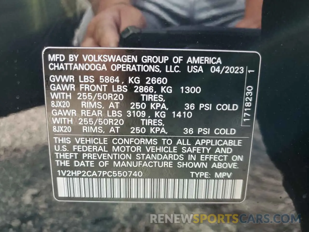 14 Photograph of a damaged car 1V2HP2CA7PC550740 VOLKSWAGEN ATLAS 2023