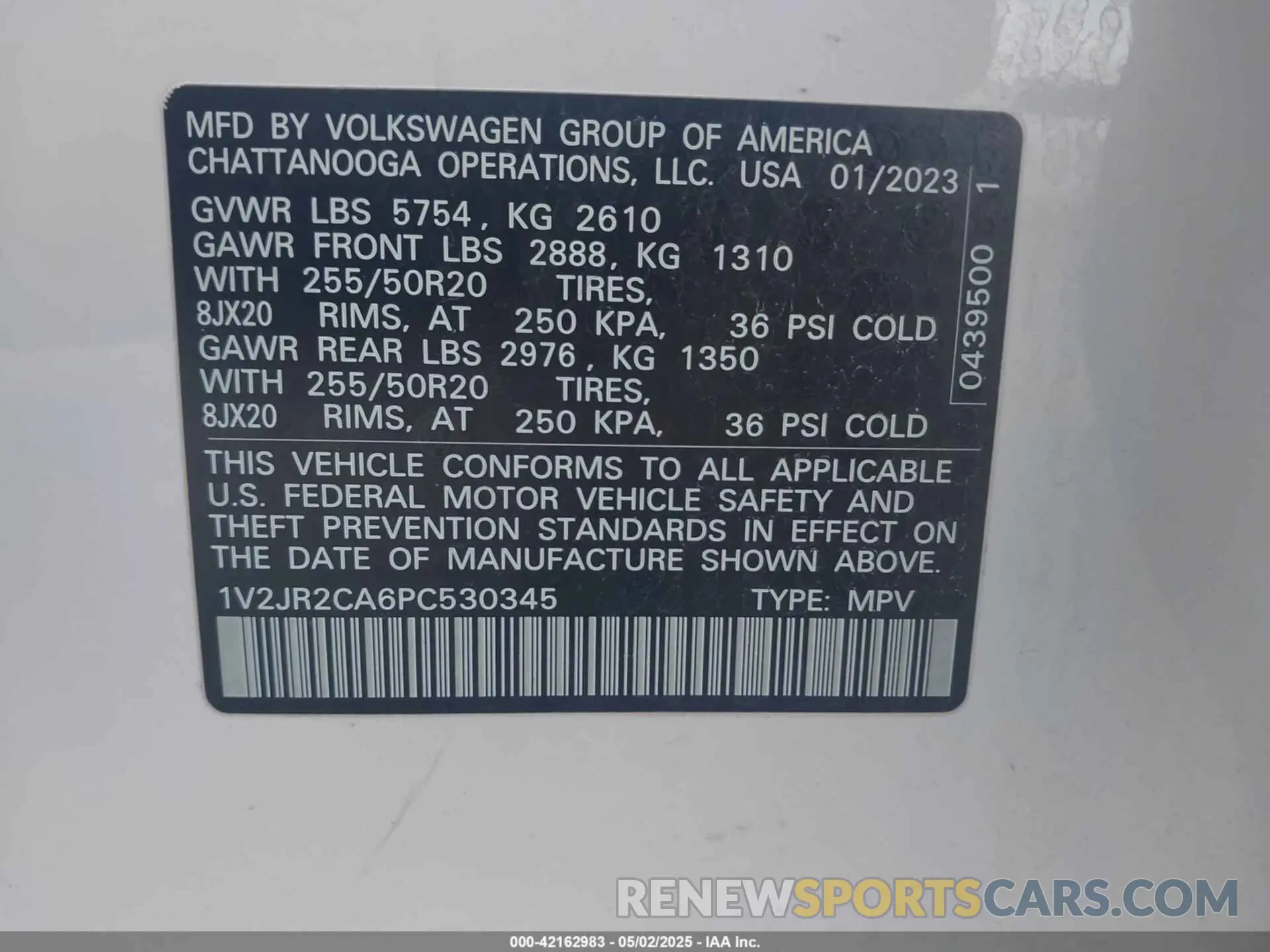 9 Photograph of a damaged car 1V2JR2CA6PC530345 VOLKSWAGEN ATLAS 2023