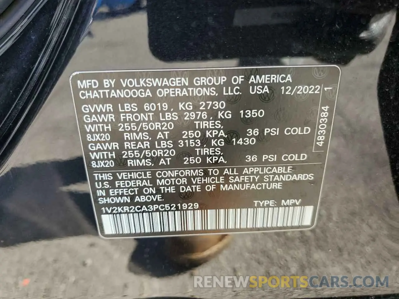 13 Photograph of a damaged car 1V2KR2CA3PC521929 VOLKSWAGEN ATLAS 2023