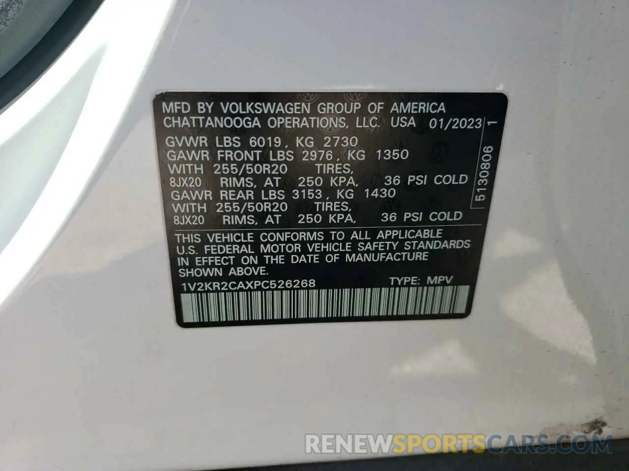 15 Photograph of a damaged car 1V2KR2CAXPC526268 VOLKSWAGEN ATLAS 2023
