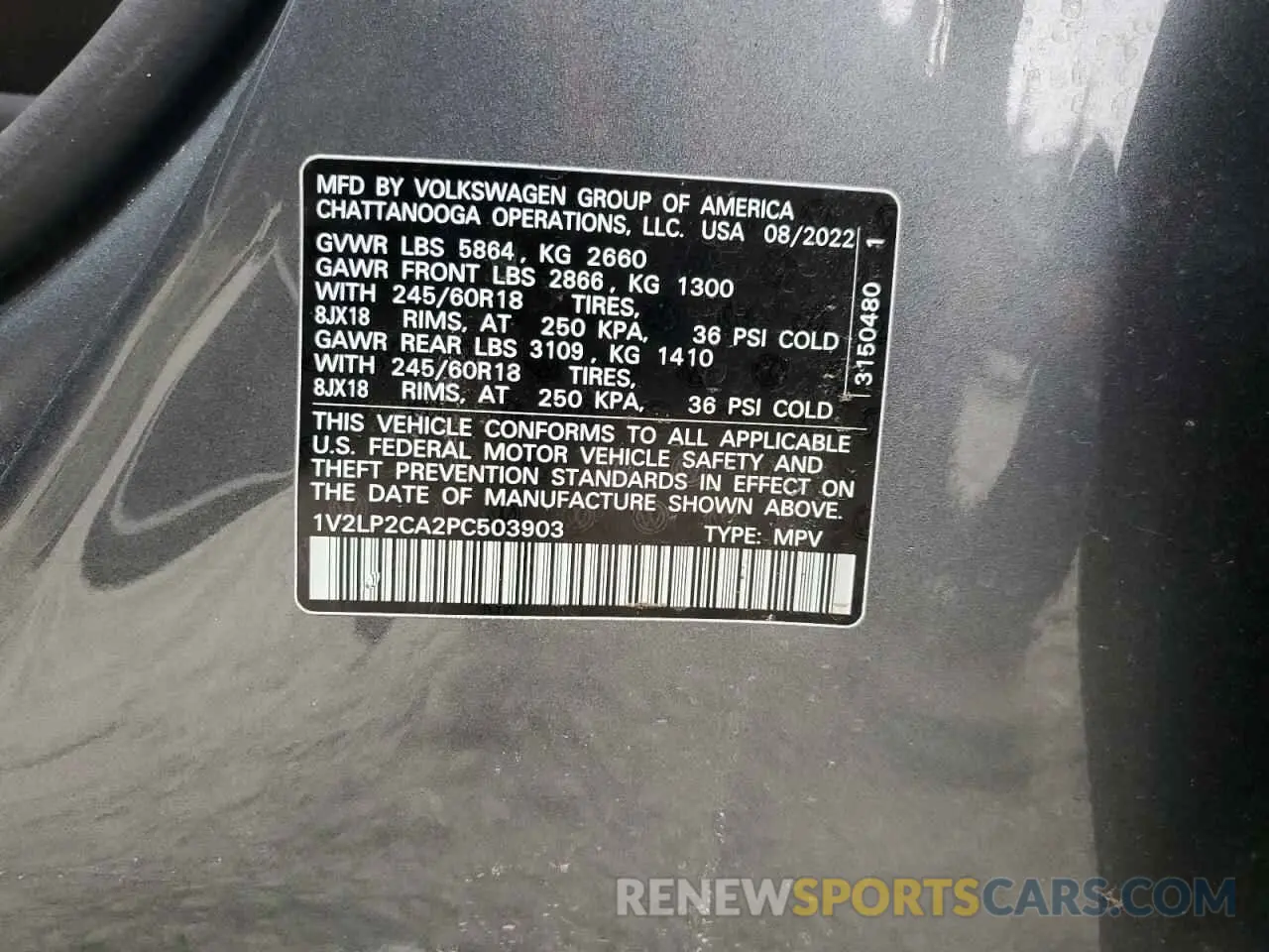 14 Photograph of a damaged car 1V2LP2CA2PC503903 VOLKSWAGEN ATLAS 2023