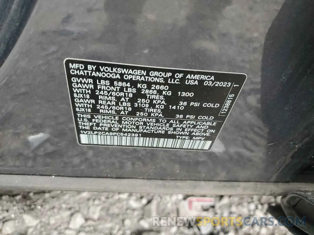 13 Photograph of a damaged car 1V2LP2CA9PC542391 VOLKSWAGEN ATLAS 2023