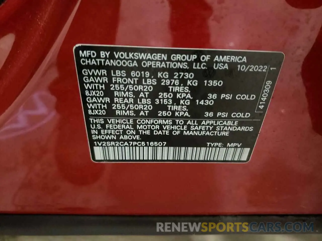 15 Photograph of a damaged car 1V2SR2CA7PC516507 VOLKSWAGEN ATLAS 2023