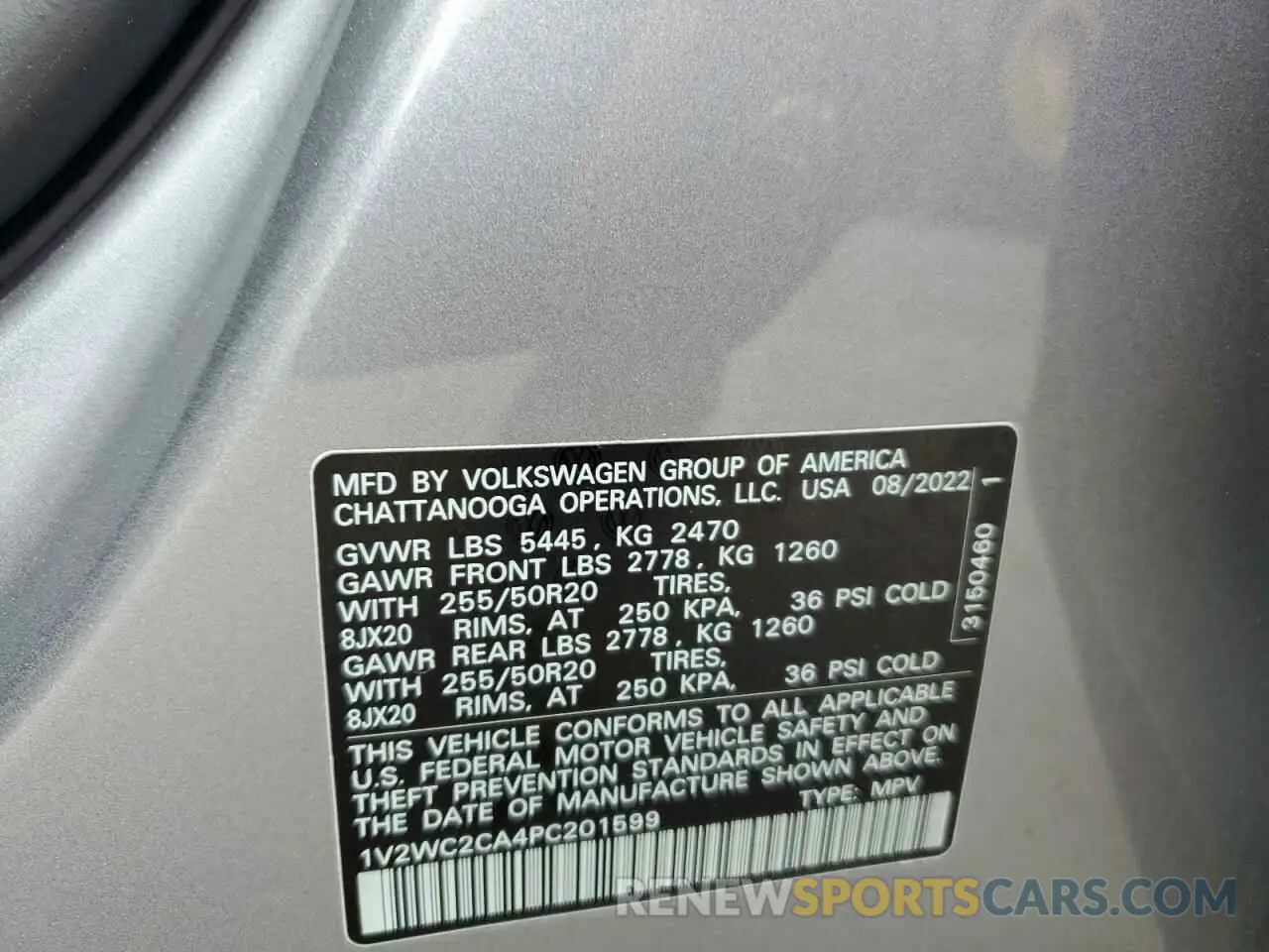13 Photograph of a damaged car 1V2WC2CA4PC201599 VOLKSWAGEN ATLAS 2023