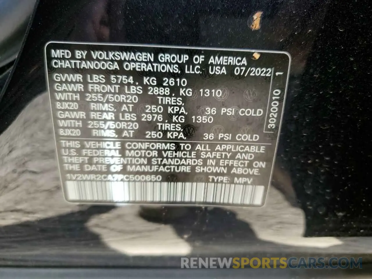 13 Photograph of a damaged car 1V2WR2CA7PC500650 VOLKSWAGEN ATLAS 2023