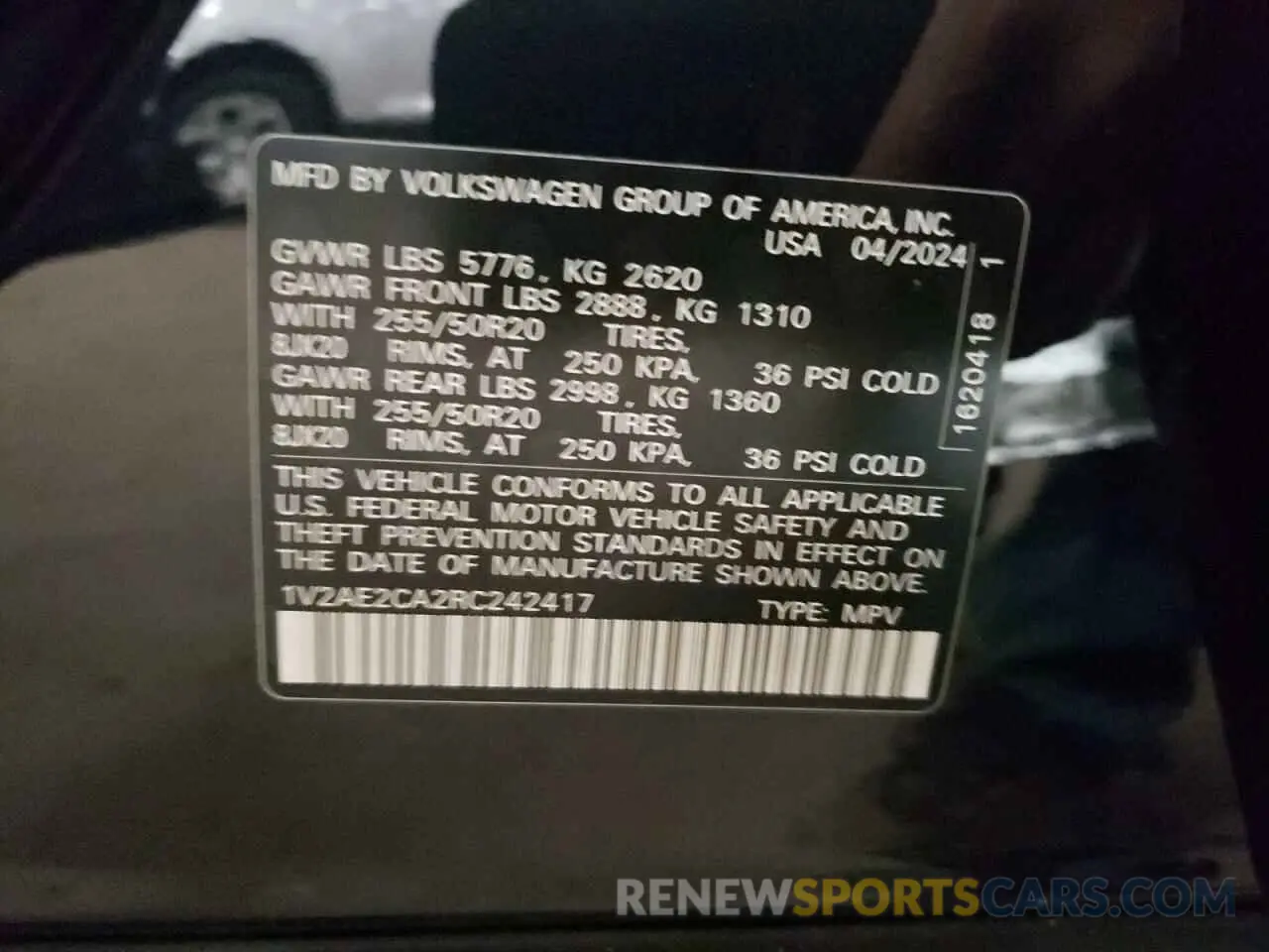 13 Photograph of a damaged car 1V2AE2CA2RC242417 VOLKSWAGEN ATLAS 2024