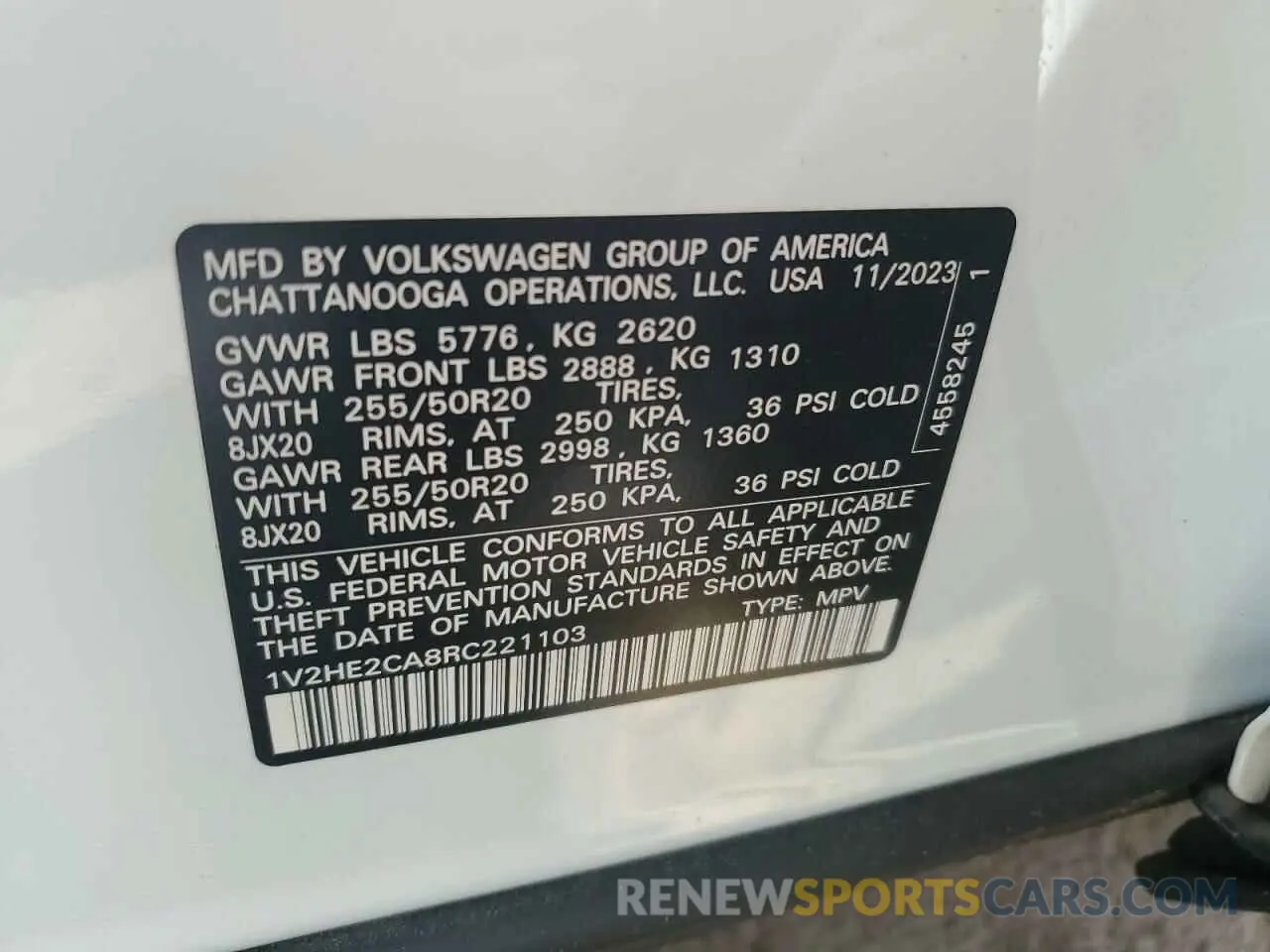 12 Photograph of a damaged car 1V2HE2CA8RC221103 VOLKSWAGEN ATLAS 2024